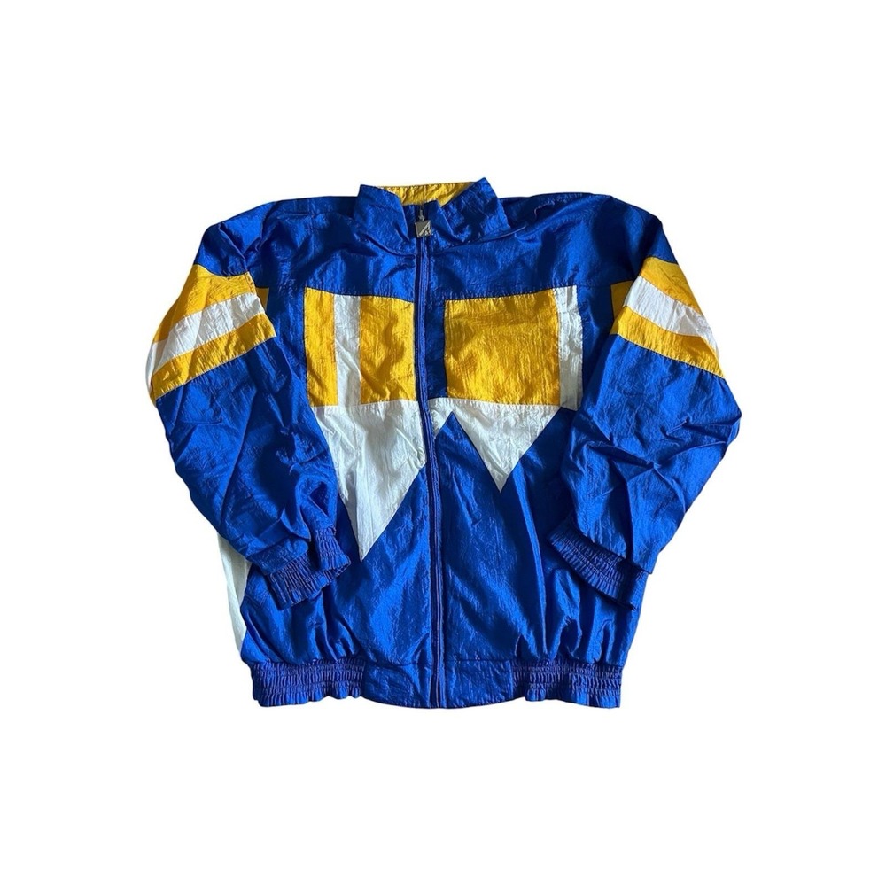 American Team Sports Pro Celebrity Vintage Windbreaker Blue Yellow White Mens S